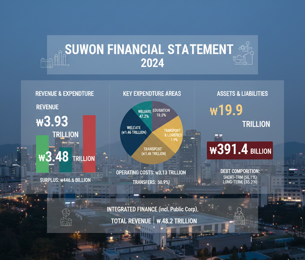 [수원시 2024 결산 점검 ①] 복지에 47%⸱⸱⸱잉여금 4466억⸱부채 4762억 '과다'
