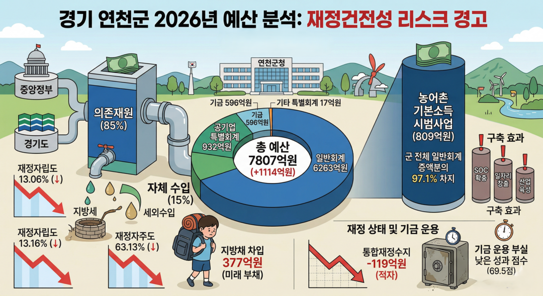 [연천군 2026 예산분석] ㊤ 7807억 편성⸱⸱⸱재정자립도 13%대 추락