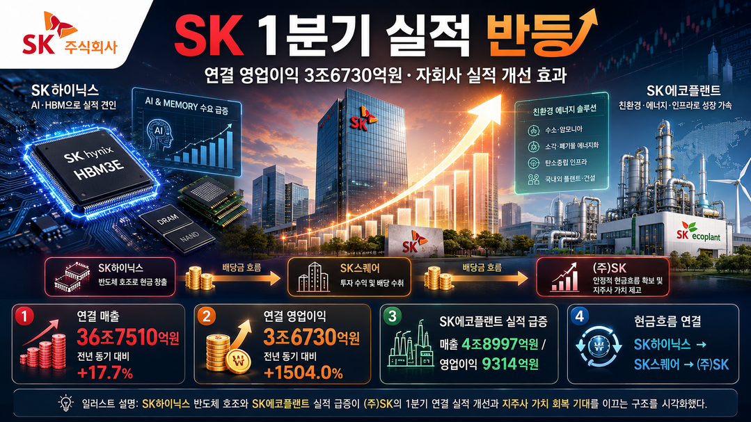 [그룹 재무분석] ⑤ SK, 1분기 영업익 3조6730억···자회사 실적 호조로 수익 견인 