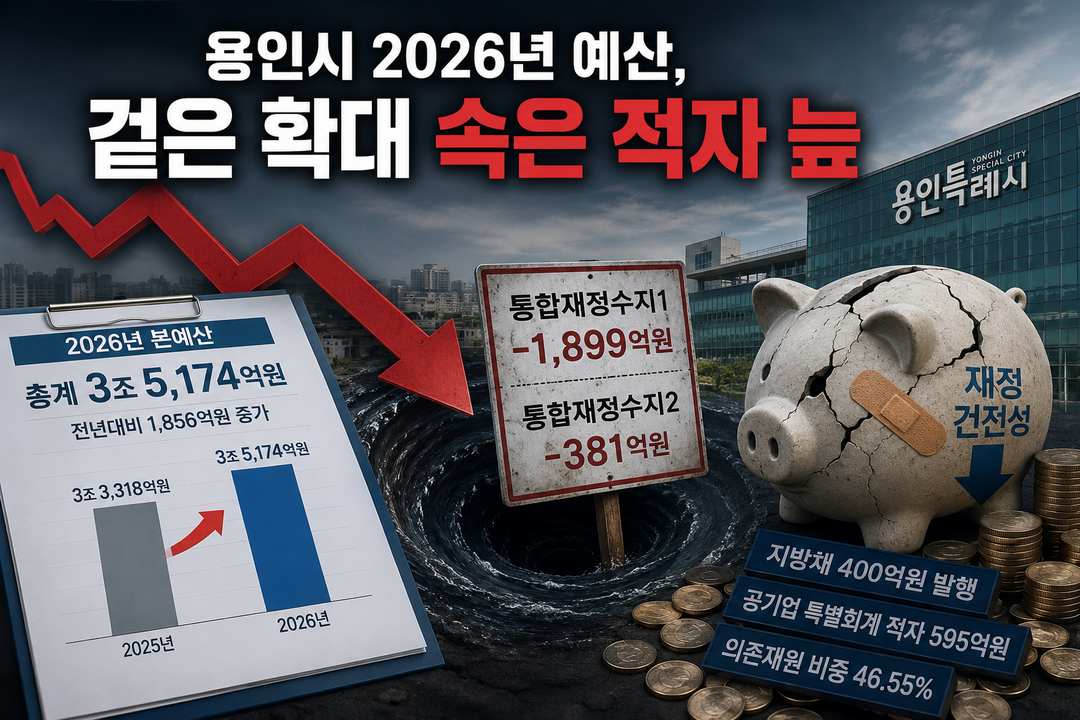 [용인특례시 2026 예산분석] ㊤ 겉만 화려한 3조 예산···속은 1899억 '대규모 적자' 수렁