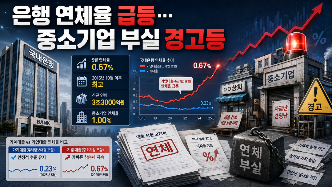 5월 은행 연체율 0.67% 급등···중소기업 연체율 2015년 이후 최고치